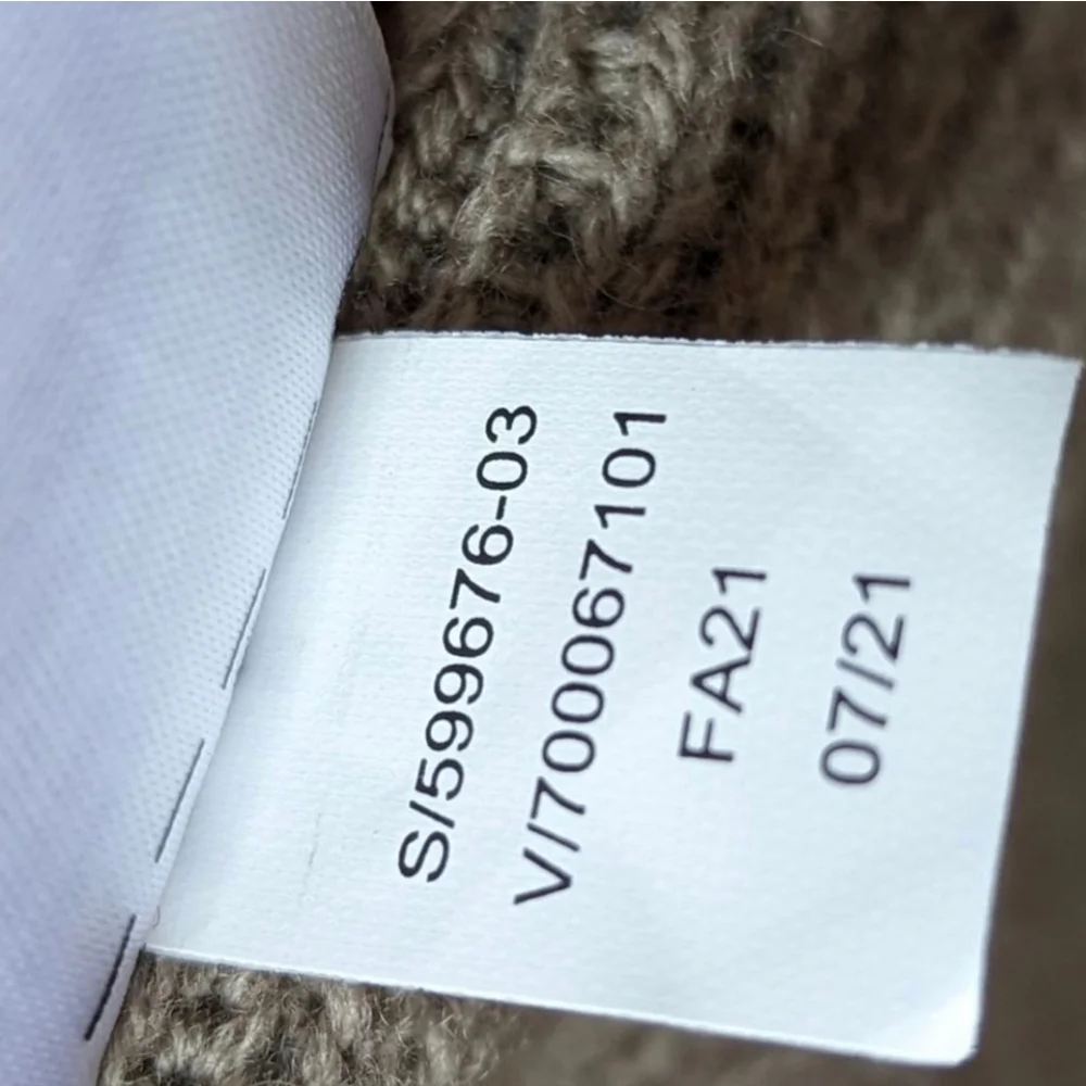 Athleta Cashmere Wool Blend Oversized Side Slit Open Front Cardigan Taupe sz S